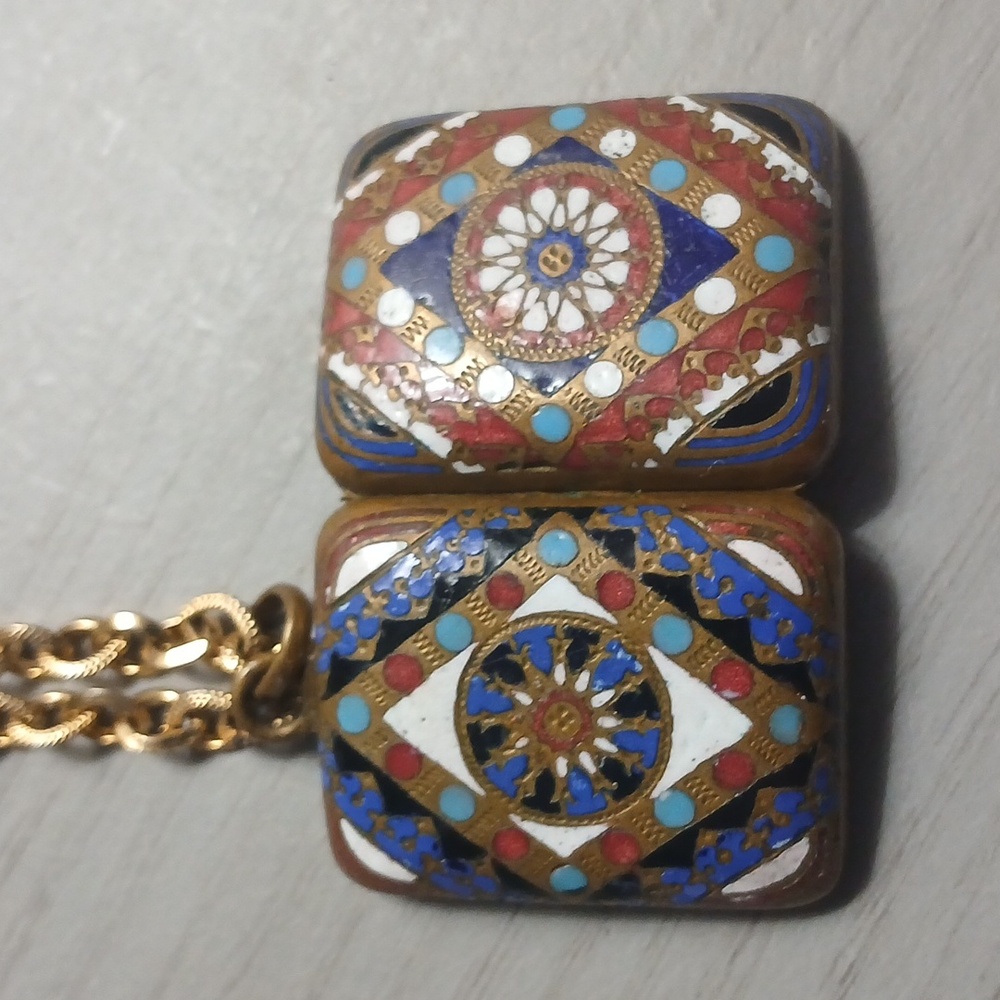 Vintage Gold and Multicolor Pendant Necklace Double Photo.. - Picture 6 of 10